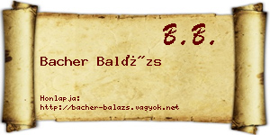 Bacher Balázs névjegykártya